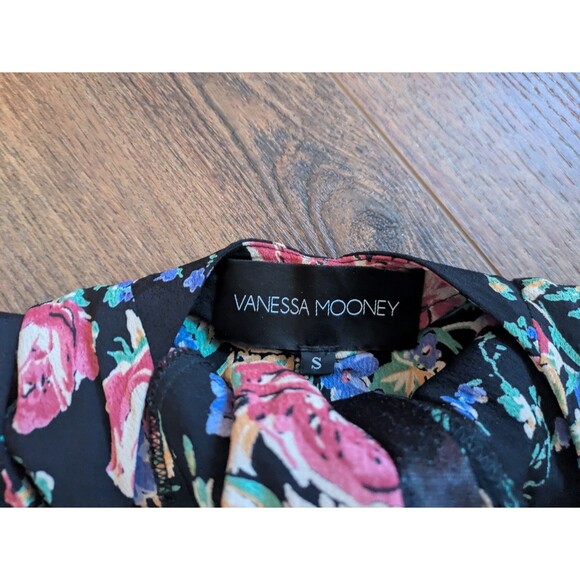 Vanessa Mooney Dress Size S Black Print Collared Dress Mini - Picture 4 of 4